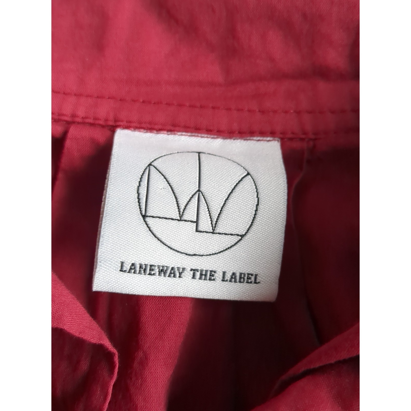 Laneway The Label Gathered Top Oversized Button Up Long Sleeve Red Sz Xs Light — image 8 of 8